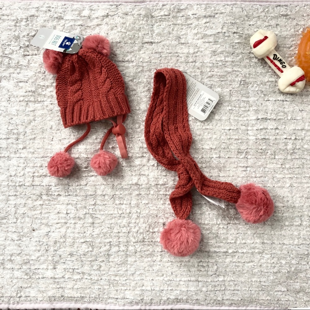 🐶NWT HAT &SCARF SET FOR PUP with adjustable strap